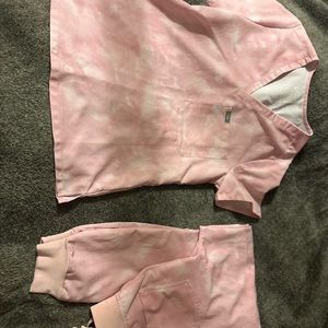 Figs Scrubs in super cute Marbled Rose tie dye color